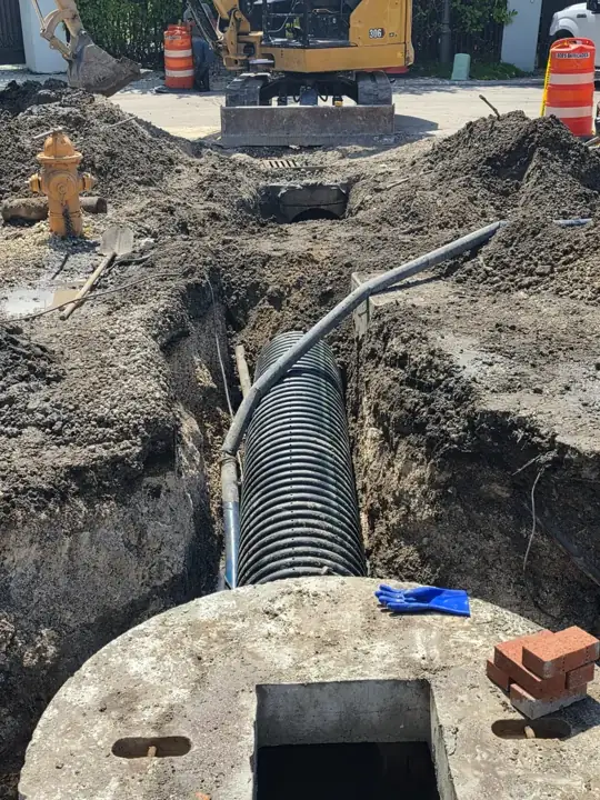 Sewer pipe staged for installation on the West Little River project