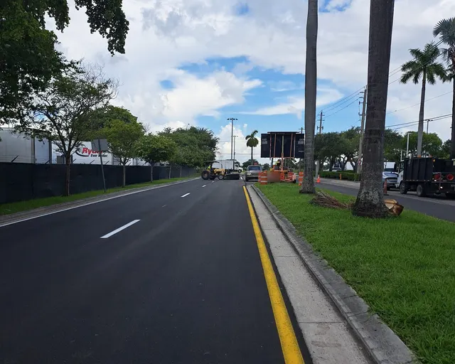 NW 30th Terrace Milling & Resurfacing: Finished eastbound lanes with the maintenance-of-traffic setup still in place