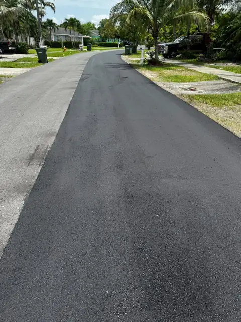 Milling & Resurfacing, City of Homestead: Finished lane on a palm-lined street