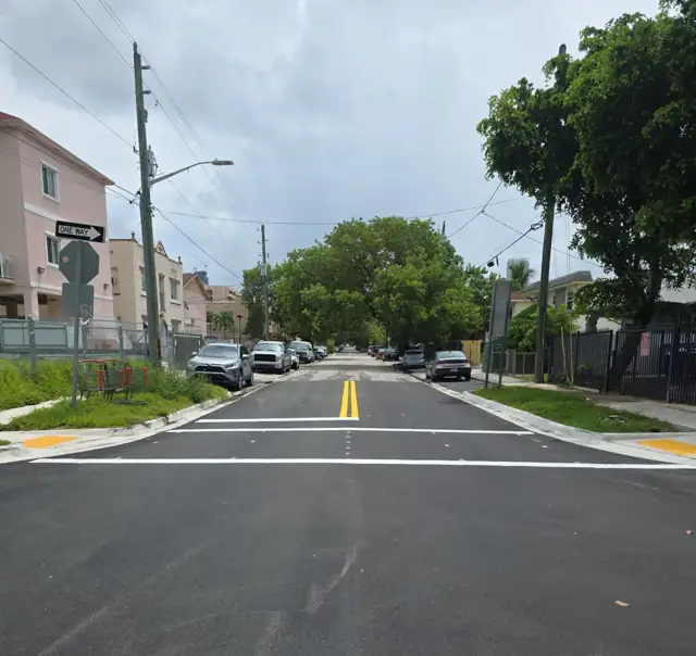 Little Havana Pedestrian Priority: Intersection with new crosswalk markings