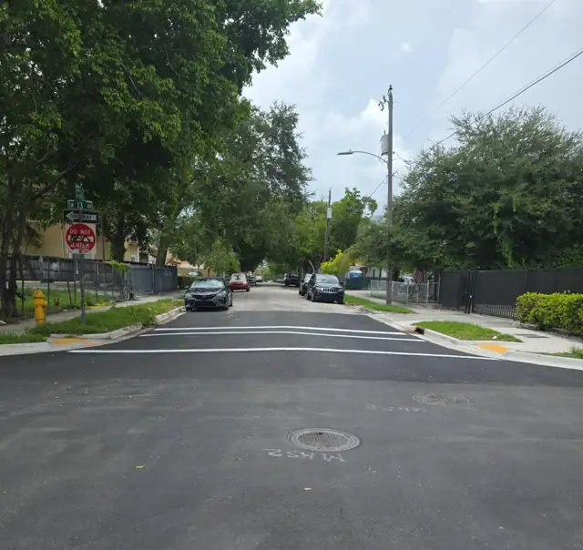 Little Havana Pedestrian Priority: Resurfaced corridor under the tree canopy