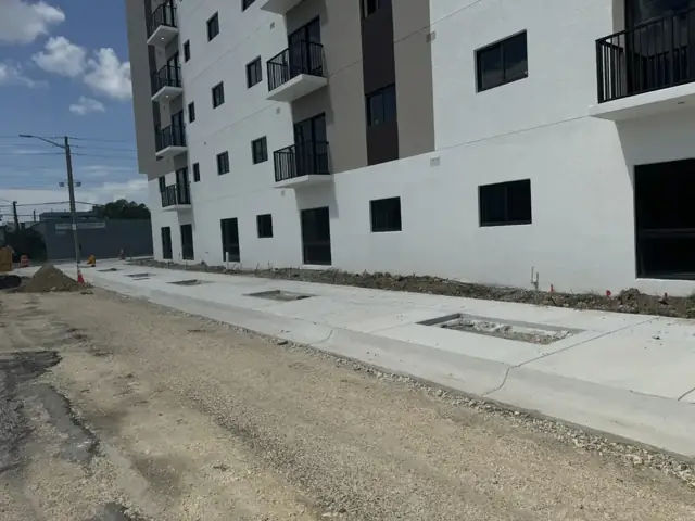 Stadium Towers: Curb and sidewalk forms