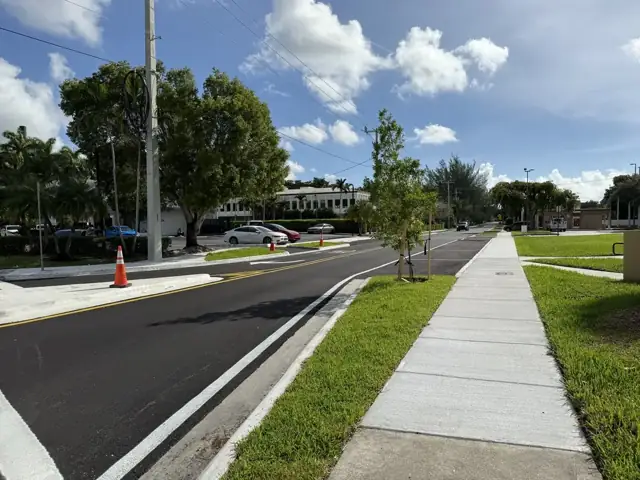 SW 148th Street Roadway Improvements: Finished street with markings