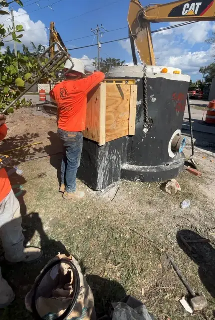 West Little River Sewer & Resurfacing: Forming the manhole connection