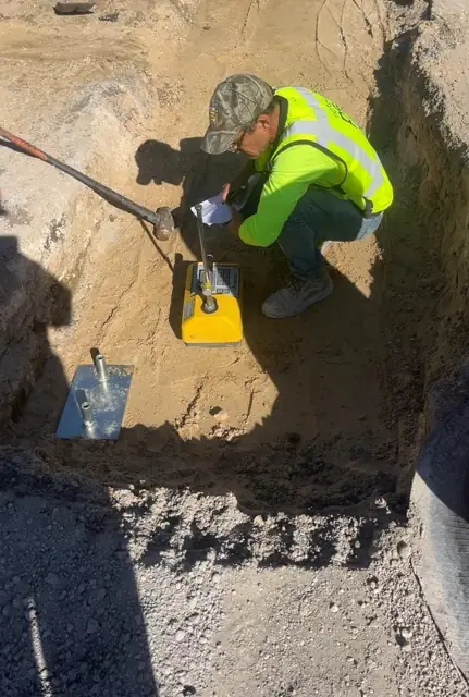 West Little River Sewer & Resurfacing: Nuclear density test on the compacted backfill