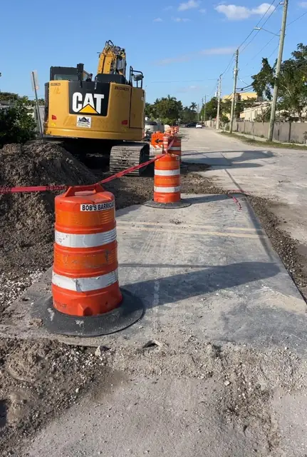West Little River Sewer & Resurfacing: Steel plates and barricades at end of shift