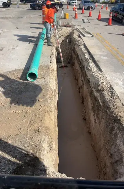 West Little River Sewer & Resurfacing: Main set to grade with traffic control in place
